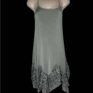 Green Lace Hem Dress